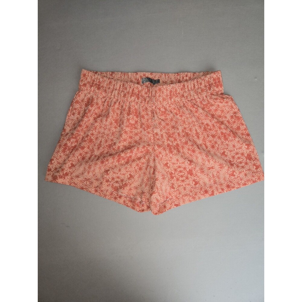 Prana Women's Small Shorts Coral Geometric Print Elastic Waist Lightweight S